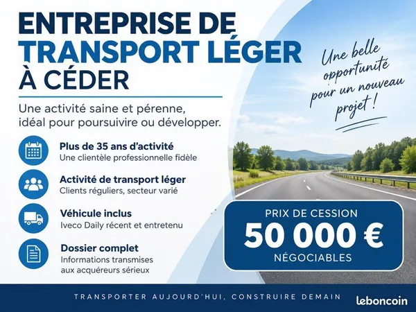 Société de transport léger à céder - sarthe (72)