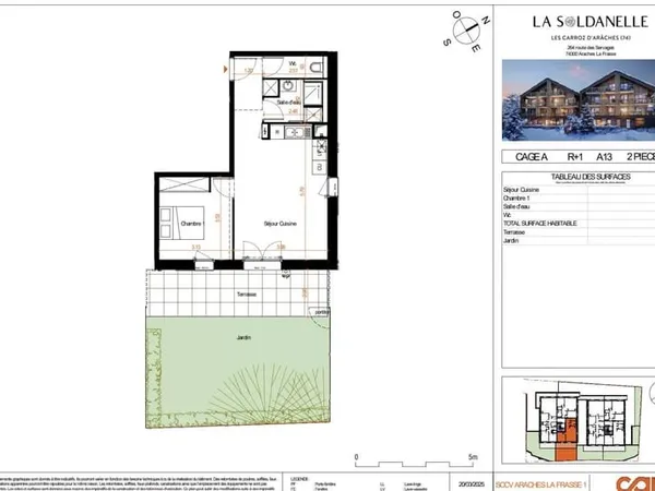 Appartement 2 pieces avec jardin