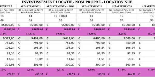 Rendement de 11.1% - INVESTISSEMENT LOCATIF - 8 APPARTEMENTS + 1 BOX LOUÉS - SAINT-ÉTIENNE