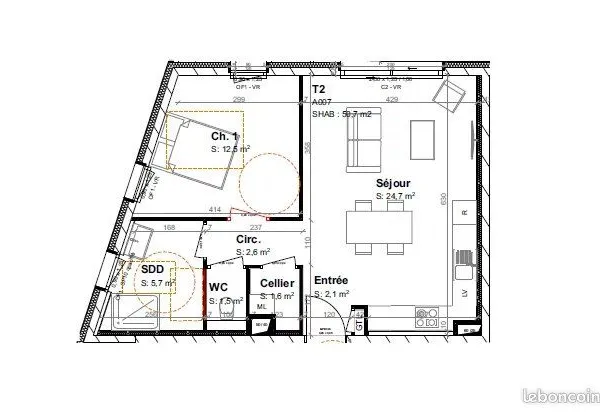 Appartement 2 pièces 51 m²