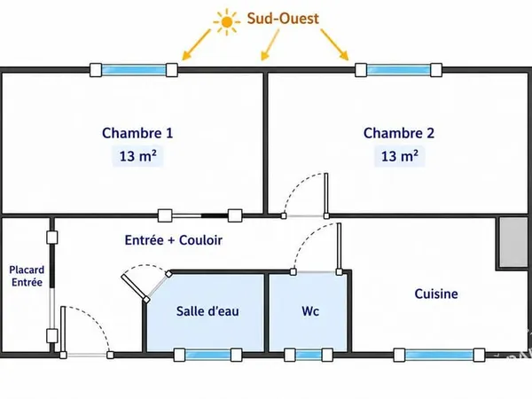 Appartement 2 pièces 36 m²