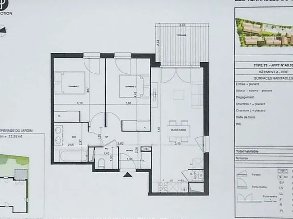 Appartement 3 pièces 60 m²