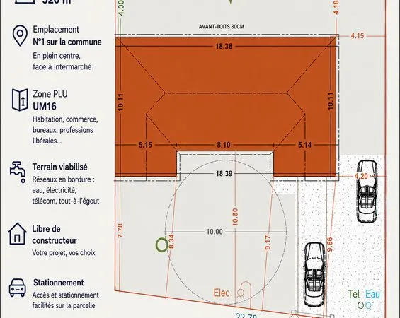 Terrain à bâtir Viabilisé 520m2 libre de constructeur