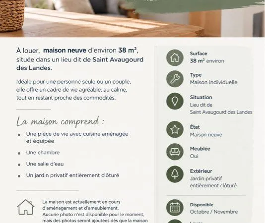 Maison 40m2 à l'année