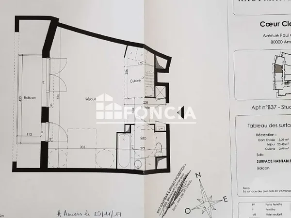 Appartement Location Amiens 1p 36m² 545€