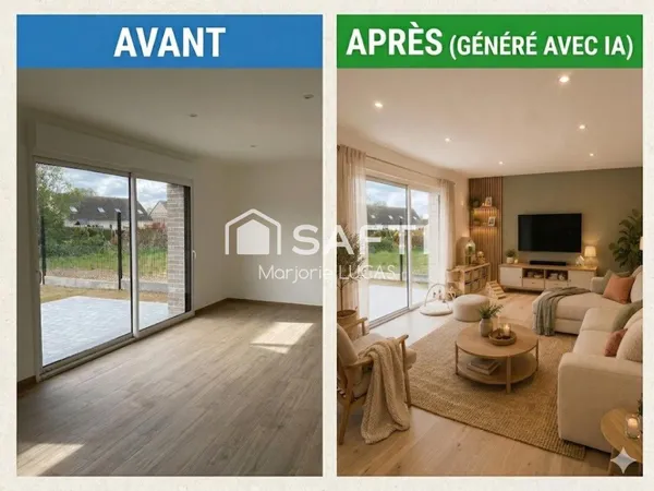 Maison neuve, 108 m2, 4 chambres, garage, jardin