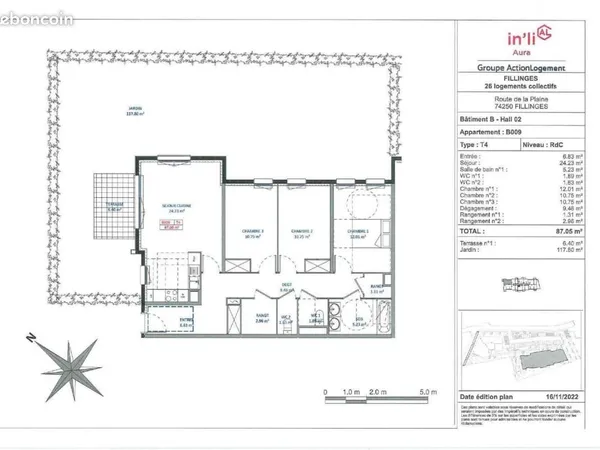 Appartement 4 pièces 87 m²