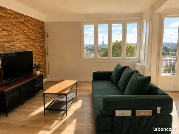 Appartement meublé 3 pièces de 74 m² - Vue Tour Eiffel - Balcon - Parking