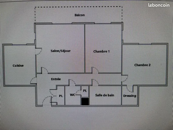 Appartement F3 avec bacon et parking en sous-sol