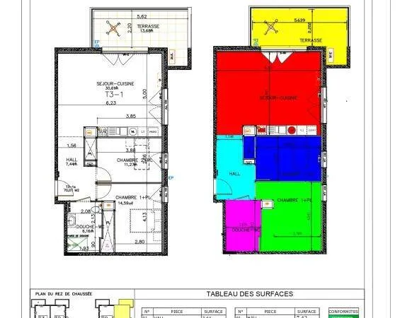 Appartement 3 pièces 68 m²