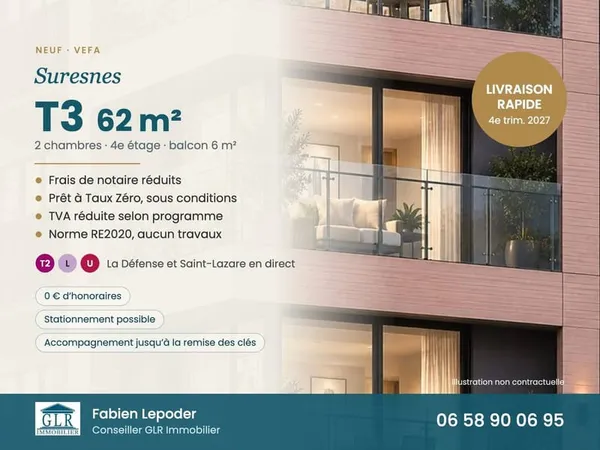 Appartement 3 pièces 62 m²