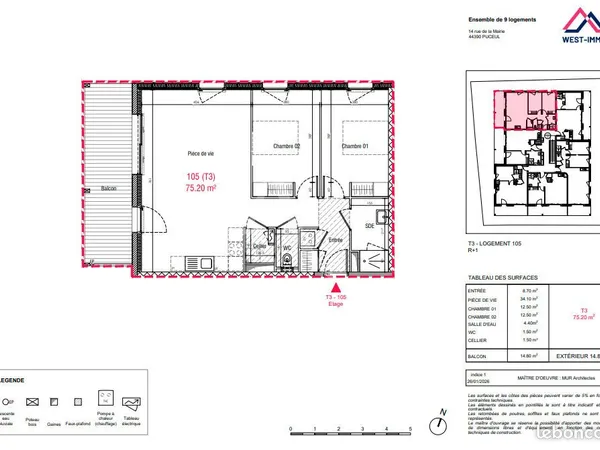 Appartement 3 pièces 75 m²