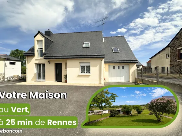 Maison familiale 118 m² - 4 chambres - Terrain 1 195 m² - 25 min Rennes