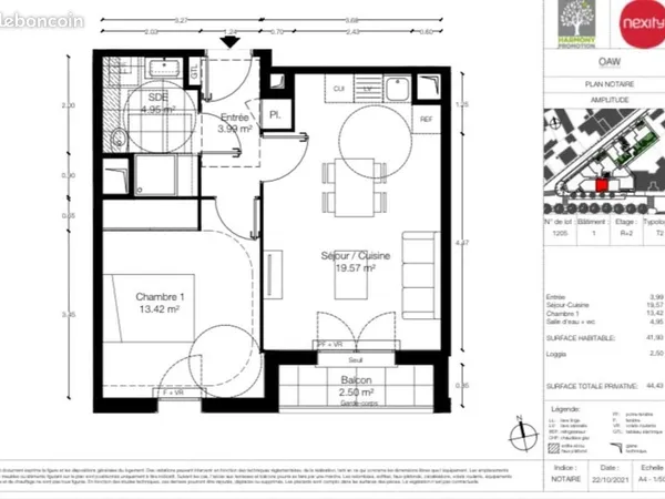 Appartement 2 pièces 41 m²