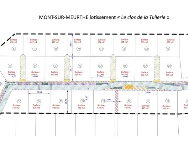 Terrains à bâtir dans Lotissement à Mont-sur-Meurthe de 428m² à 868m²