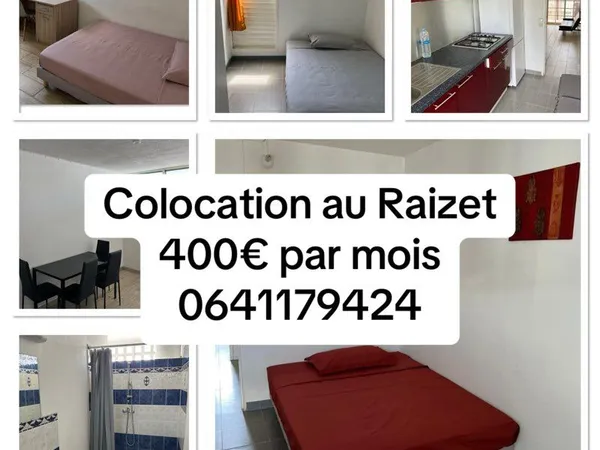 Chambre en colocation - raizet - étudiants uniquement - 400 tcc