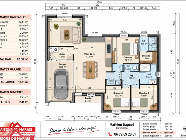 Terrain + maison 93 m²