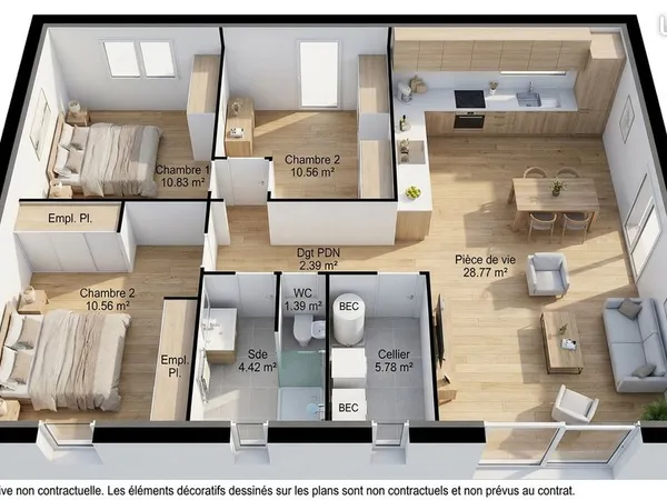 Maison 3 pièces 64 m²