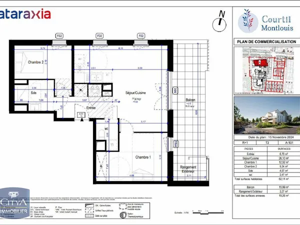 Appartement 3 pièces 62 m²