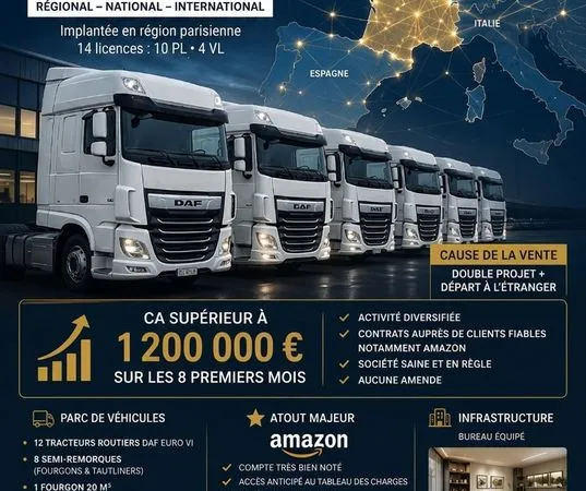 Société de transport clé en main - PL / VL - À jour - 95 000