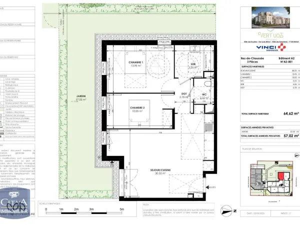 Appartement 3 pièces 65 m²