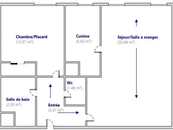 Ivry Sur Seine appartement 2 pièces de 45.50 m²