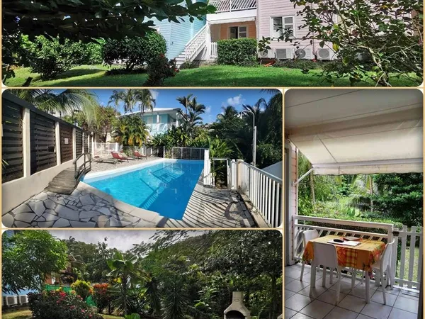 Martinique, Anse à l'Ane, Trois ilets, Grand T2 dans résidence calme, piscine, BBQ, jardin tropical