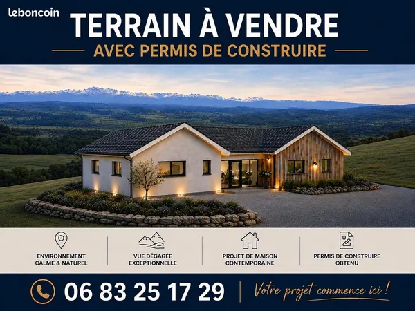 Terrain constructible avec permis de construire accepté