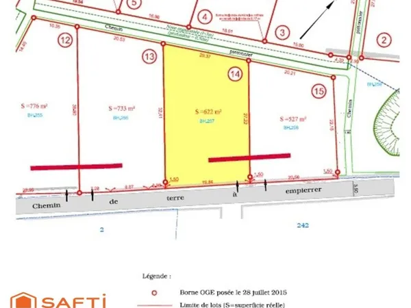 Terrain de 622 m² viabilisée (lot 14) - Le Puy