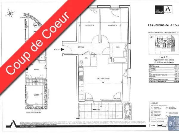 Appartement 3 pièces 60 m²