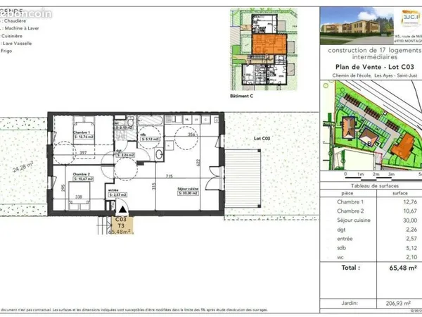 Appartement 3 pièces 65 m²