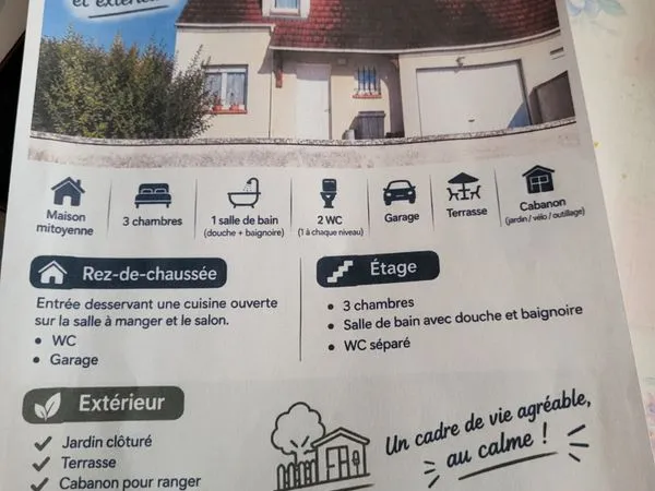 Loue maison mitoyenne a crisolles