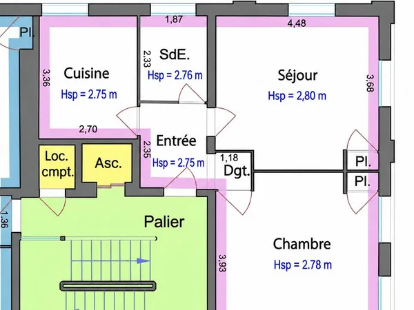Appartement meublé 56 m² - Île Feydeau / Place du Commerce - 2 pièces de 18 m² -