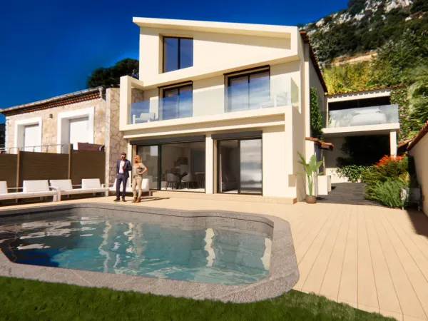 Villa contemporaine mitoyenne avec vue panoramique sur mer