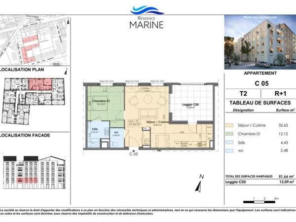 Appartement 2 pièces 52 m²