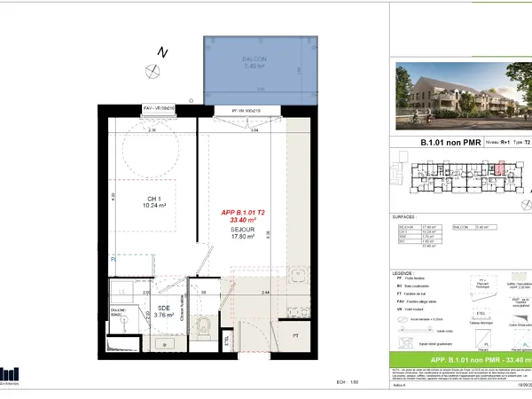 Appartement 2 pièces 33 m²