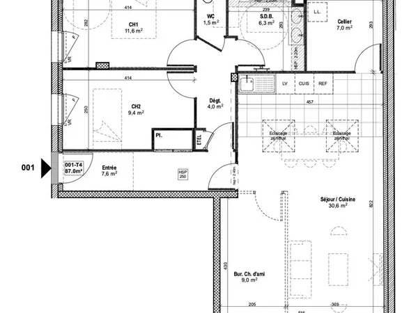 T4/T3 87 m² - Nantes Hauts-Pavés - jardin, terrasse et parking - 450 000
