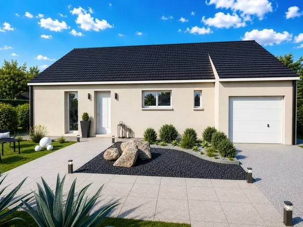 Maison plain-pied 4 chambres + garage - terrain 730 m² - Lenoncourt