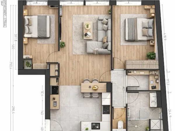 Appartement 4 pièces 56 m²
