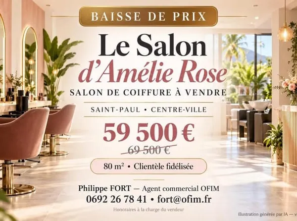 BAISSE DE PRIX À SAINT-PAUL - Le Salon d'Amélie Rose à saisir à 59 500 € !