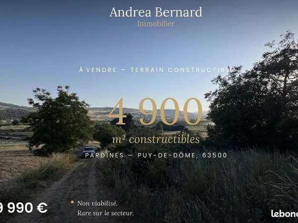 Terrain constructible 4900 m2 vue exceptionnelle