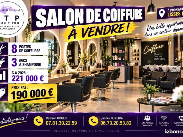 Salon de coiffure 70 m² Lisses