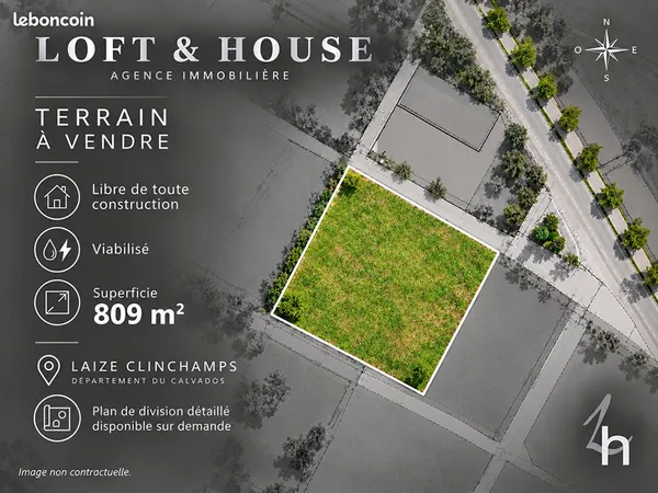 Terrain 809 m² LAIZE CLINCHAMPS