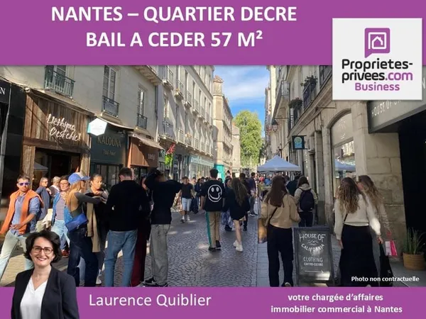 44000 NANTES - BAIL A CEDER , LOCAL COMMERCIAL 57 m² QUARTIER DECRE