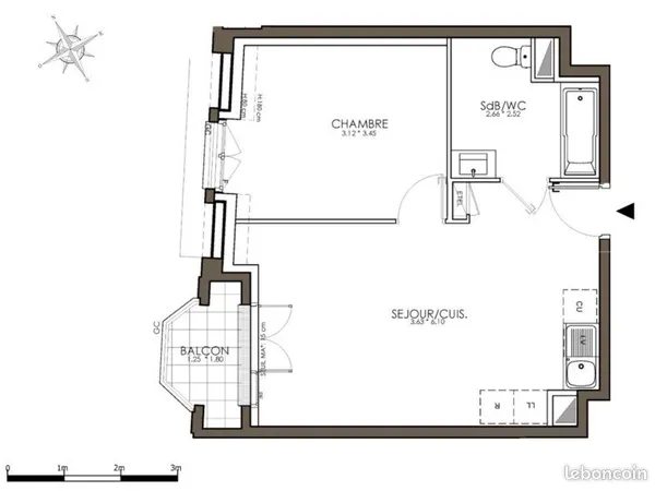T2 neuf 40,72 m² au 7e étage + balcon + parking - Le Blanc-Mesnil