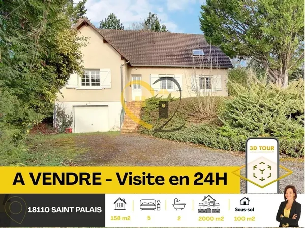 Maison 158 m² avec sous-sol 100m² 18110 saint palais