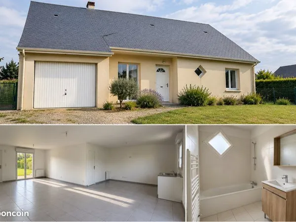 Maison plain-pied 3 chambres avec garage et jardin