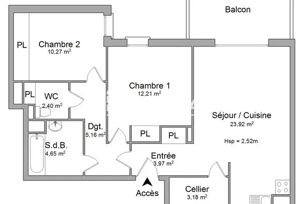 Appartement 3 pièces 66 m²