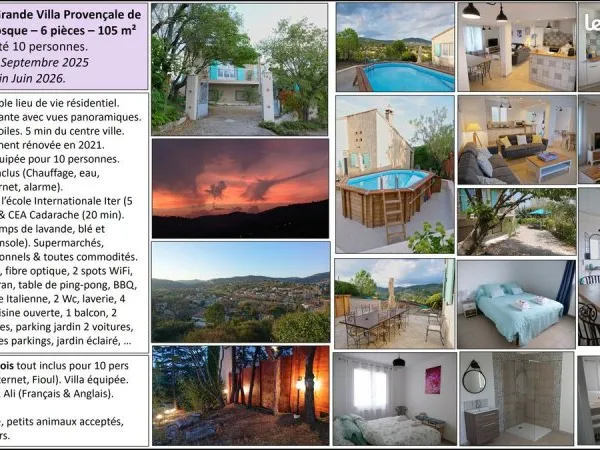 Grande Villa de Charme Provençal à louer - 6 pièces - Entièrement équipée