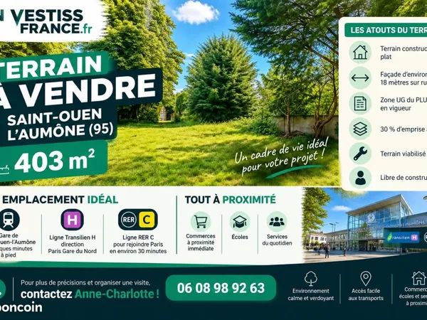 Terrain 403 m² Saint Ouen L Aumone